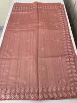 Semi tussar saree with cutwork MSHK566 DustyPeach