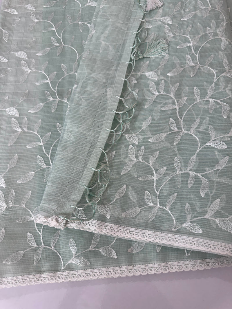 Kota embriodery saree MS1455 Pastel BluishGreen