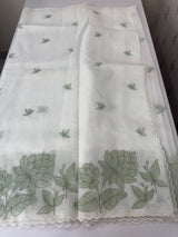 Tissue mix soft silk saree with applique work MTSS5432 White to DuskyGreen
