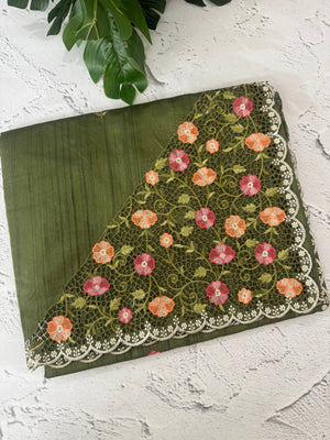 Cutwork Semi tussar saree MTSS680