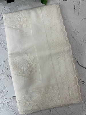 Viscose Organza saree with applique work-MSH101 White