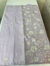 Mul chanderi applique work saree  MSH146- Lavender