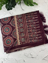 Semi Chanderi saree with hand kanta embroidery MS9899