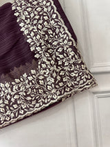 Chiffon Georgette saree with embriodery border - SRDIRR