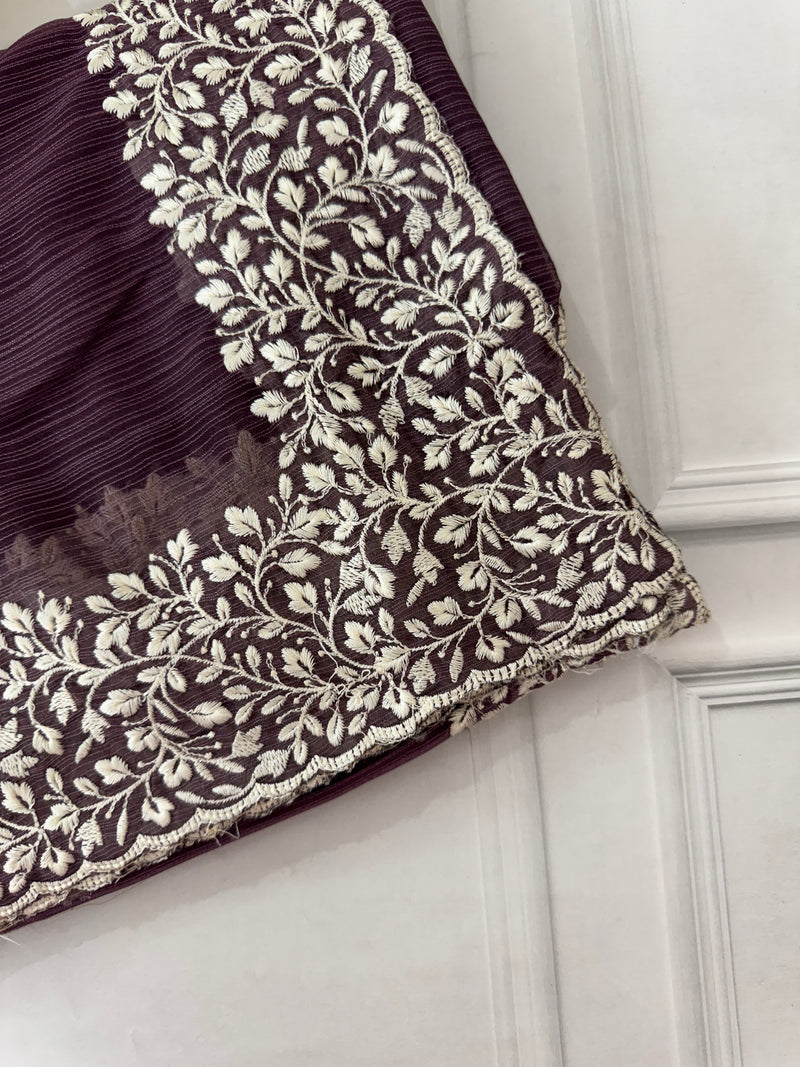 Chiffon Georgette saree with embriodery border - SRDIRR