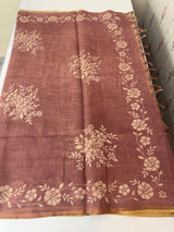 Tissue Linen Saree with applique work MRS890
