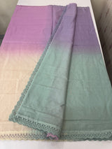 Rainbow Mul chanderi saree with lace borders- MSF9054