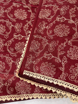 Blended tussar silk saree with embroidery- MSH158 DeepRed