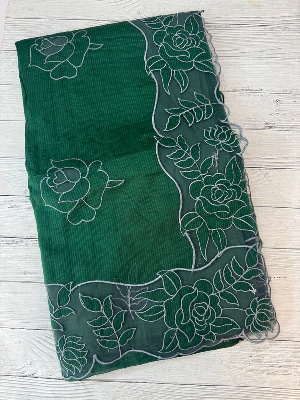NetKota Applique work saree  MSH110- Green
