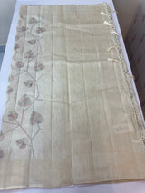 Blended tussar saree with embriodery - MS8665 Cream