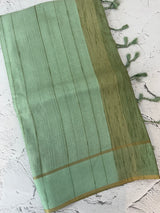 Semi soft Matka silk saree with borders MSS599 MintGreen