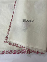 Mul chanderi embriodery saree with scalloped borders MSH290