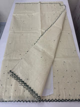 Mul Chanderi Tissue silk saree with foil work & scalloped borders - MNM249 Green
