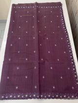 Blended tussar saree with cutwork border- MSHK268 DarkMauve