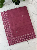 Blended tussar saree with cutwork - MSHK679 DarkOnionPink