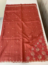 Cutwork Semi tussar saree MTSS674 Dark peach