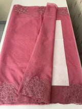Semi organza saree with embroidery & scallop border - MSH901 - Pink