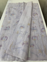 Soft Moonga checks saree with prints and embroidery MSH154 - Lavender