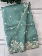 Kosa Tussar silk saree with cutwork borders - SSKW155