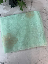 Viscose organza saree with thread work - MSH925 Pastel AquaBlue