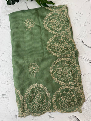 Silky kota saree with embriodery MS16334- JadeGreen