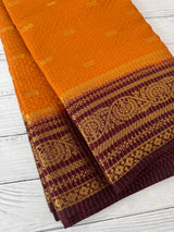 Soft crepe silk saree with zari weaving MSH1973- Orange to Brown