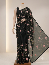 Kota saree with embroidery MS14954 - JetBlack