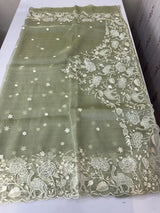 Tissue Organza saree with embroidery work MS15727 - DuskyYellow