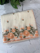 Mul chanderi embriodery saree with scalloped borders MSH176