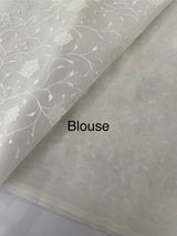 Organza saree with appliqué work - MSH192(4) White