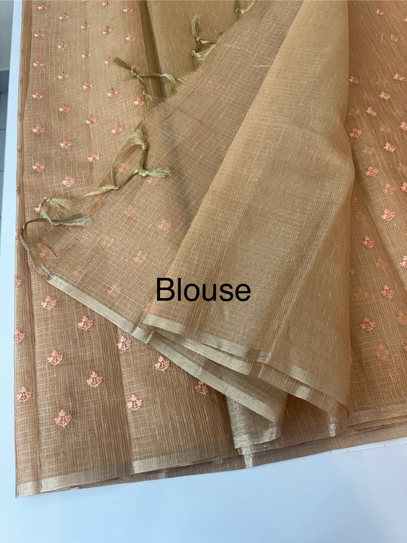 Tissue Silk embriodery saree MS49888- DuskyPeach
