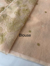 Jute linen saree with zari & thread work MSH204
