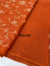 Soft kota checks saree with embroidery MSK2158 - RustOrange
