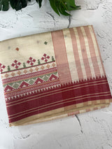 Blended tussar silk saree with embroidery- MSH490