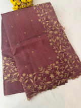 Blended matka tussar silk saree with embroidery - MS90654/3