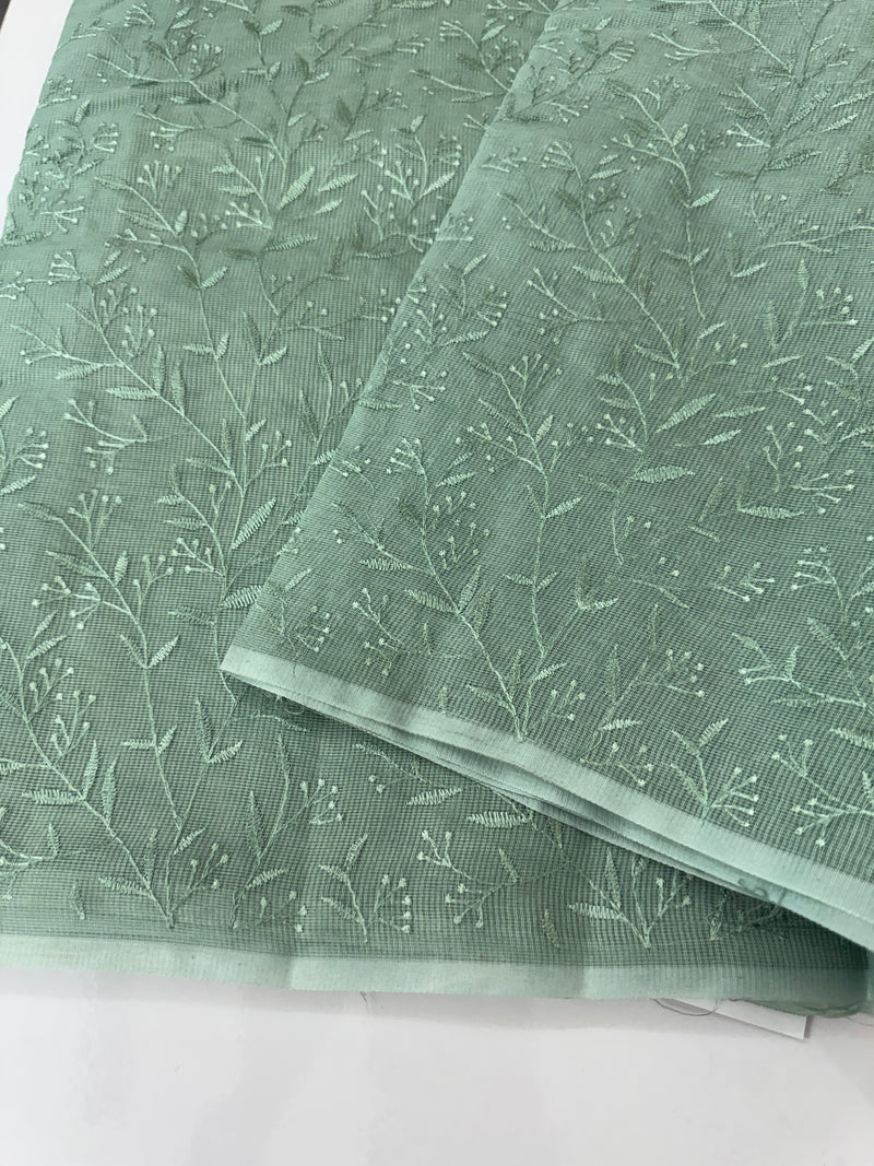 Supernet embriodery saree MS7854- JadeGreen