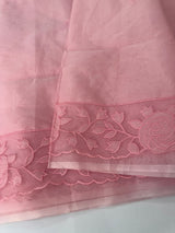 Viscose Organza saree with applique work-MSH101 Pink