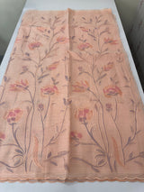 Soft Moonga checks saree with prints and embroidery MSH154 - Peach