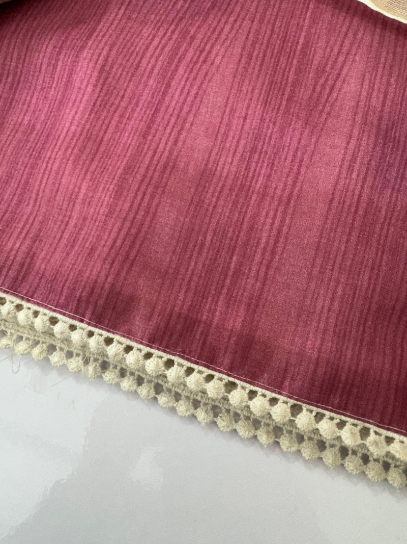 Tissue linen saree with applique work MLS5478