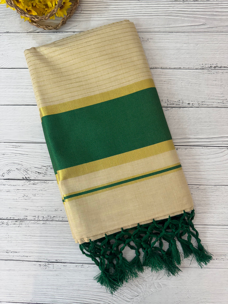 Kerala tissue saree- Gold checks