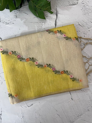 Soft Jute tissue saree with embroidery MJT671