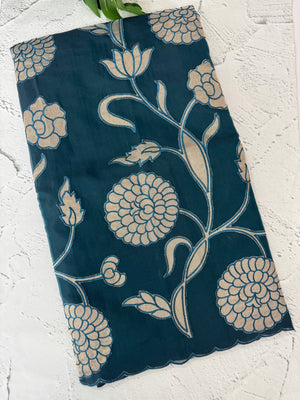 Viscose organza is saree with applqiue work - MSH930 Teal