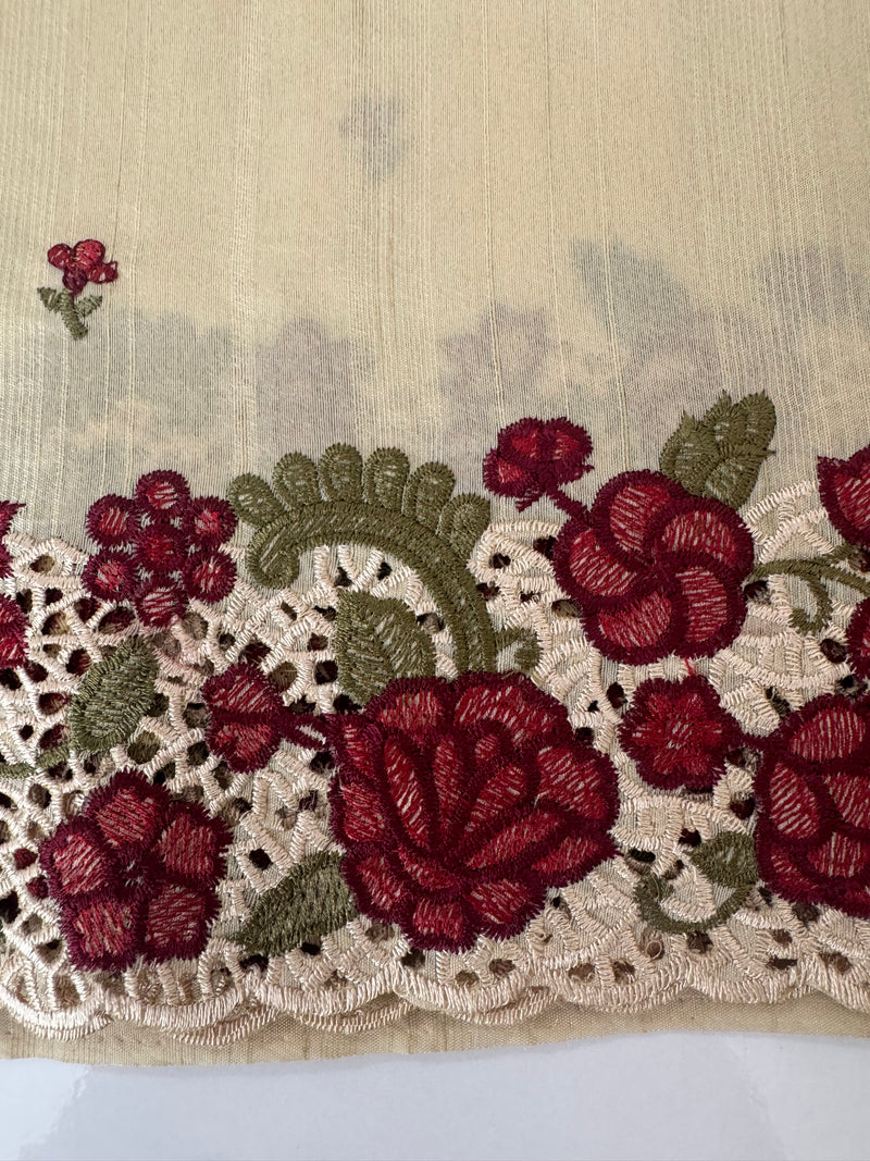 Cutwork Blended tussar saree MTS610 - Dark Beige