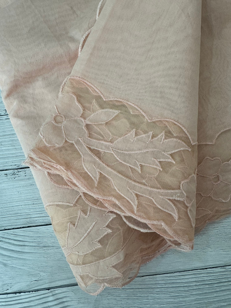 Mul chanderi saree with applique borders MSH111 PastelPeach