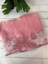 Fancy satin silk organza saree with applique borders
 MS14207 Pink