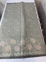 Applique and embroidery work 
 Kota Silk saree MSH118- Cement Grey