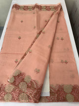 Cutwork Moonga checks saree MSH202 - Peach(2)