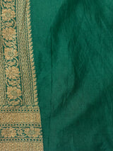 Semi katan Banarasi saree in antique zari weaving - MSKB899 BottleGreen