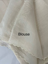 Satin Malai chanderi saree with appliqué work MSM833 Offwhite