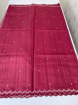 Cutwork Semi tussar saree MTSS674 Cranberry